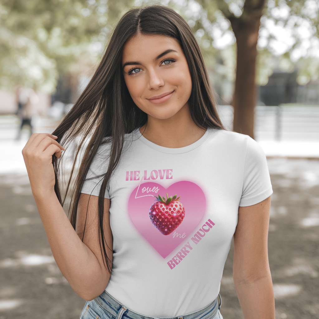 "He LoveLoves Me Berry Much" Women's Tee